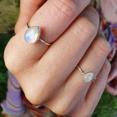 teardrop moonstone ring sterling silver adjustable ring boho